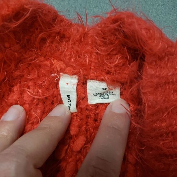 Moth Fuzzy Red Wool blend button up Cardigan in Red. - Picture 3 of 11